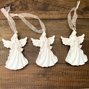 Vintage Christmas White Angel Ornaments Set of 3